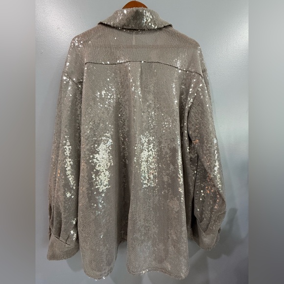 Free People Disco Margarita Sequin
Button Down Top in Silver Large - Picture 7 of 10